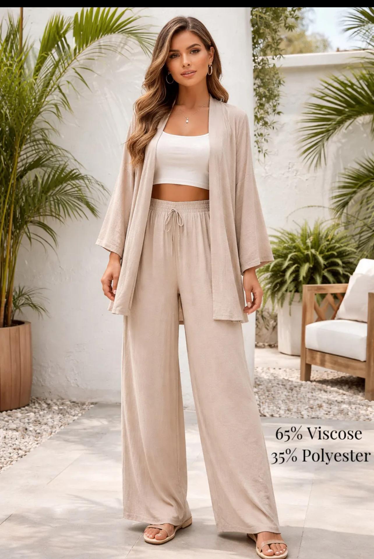 Ensemble Kimono Pantalon (effet Soie) AVEC ceinture